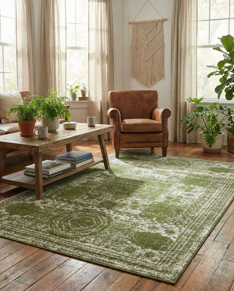 Dover Terrace Collection Area Rug -  Lagoon (Green) Rectangle Green  lifestyle 7