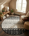 Mediterranean Lattice Collection Area Rug -  Casablanca (Black and White) Round Black and White  lifestyle 53