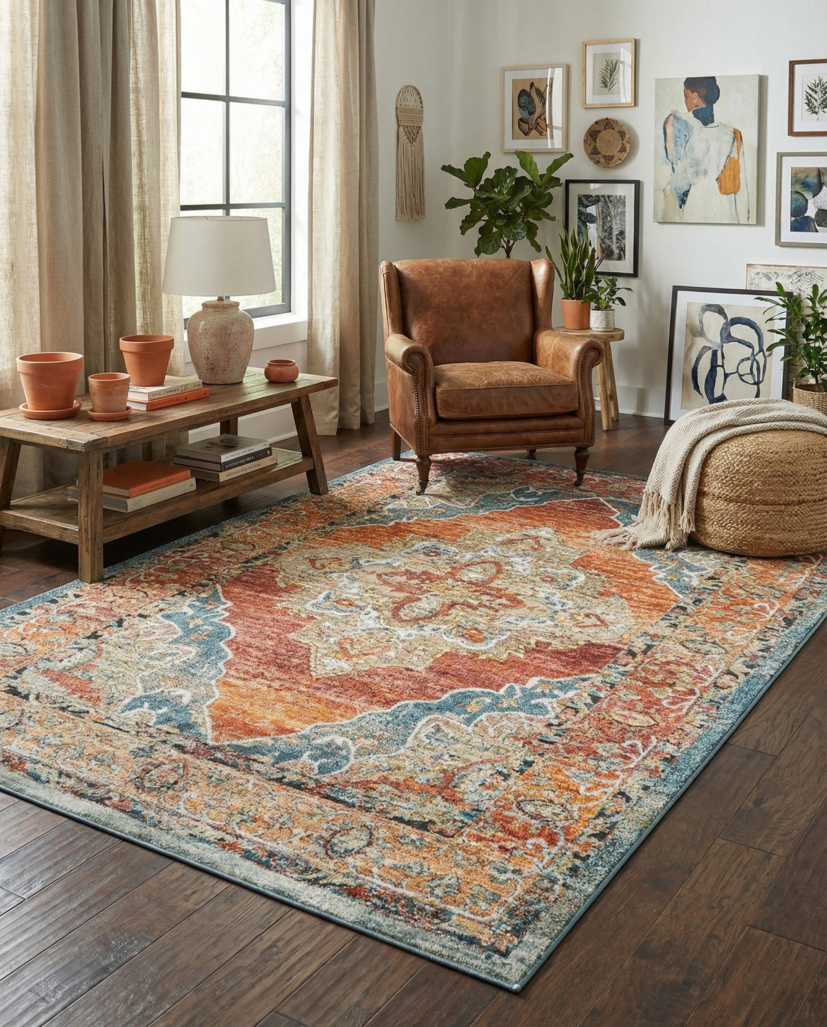 Savannah Soiree Collection Area Rug - Serengeti (Rust Red) Rectangle Rust Red  lifestyle 8