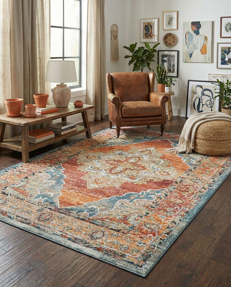 Savannah Soiree Collection Area Rug - Serengeti (Rust Red) Rectangle Rust Red  lifestyle 8