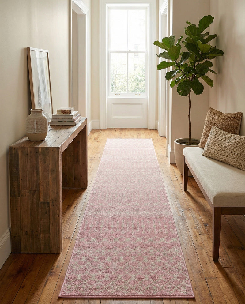Mediterranean Lattice Collection Area Rug - Santorini (Pink) Runner Pink  lifestyle 50