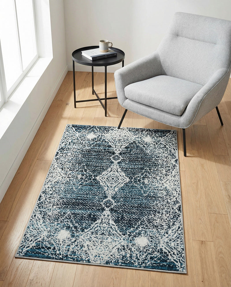 Aegean Elegance Washables Collection Area Rug -  Naxos Rectangle Navy Blue  lifestyle 13
