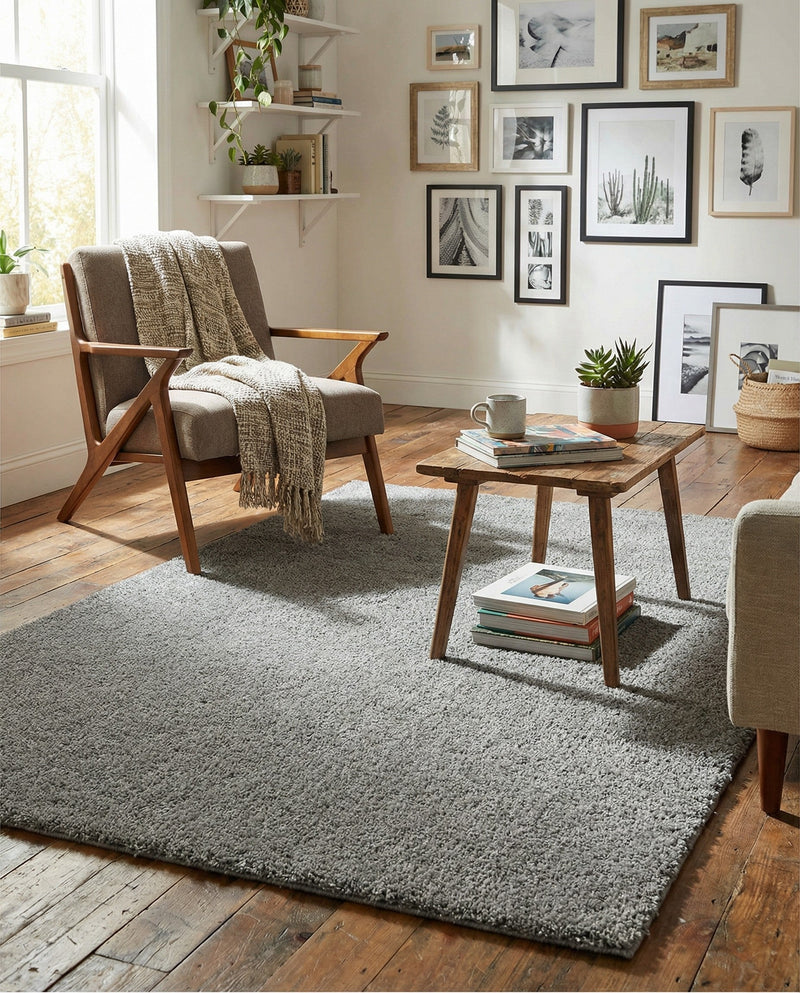 Solid Shag Seaside Collection Area Rug - Azure Cove (Gray) Rectangle Gray  lifestyle 7