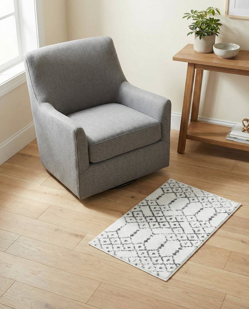 Marrakesh Lattice Collection Area Rug - Casablanca (Ivory Black) Rectangle Ivory Black  lifestyle 16