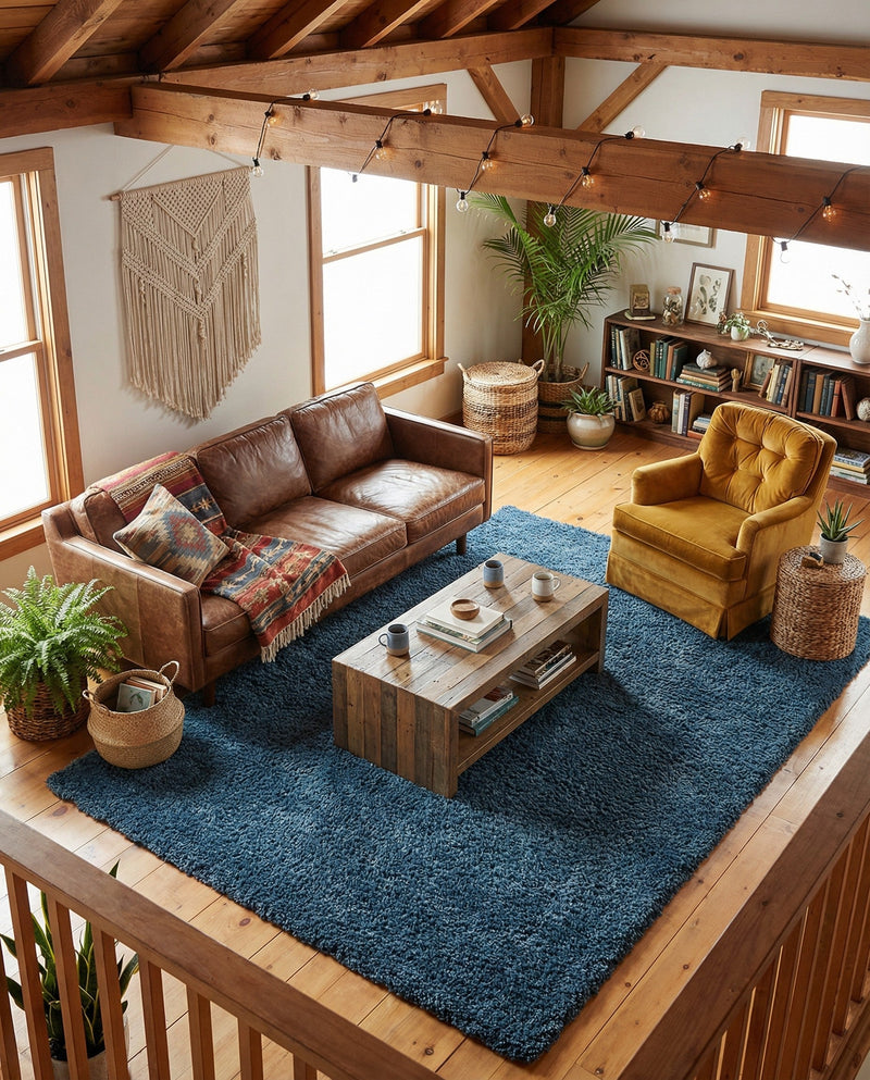 Alpine Plush Collection Area Rug - Verbier Rectangle Dblue  lifestyle 33