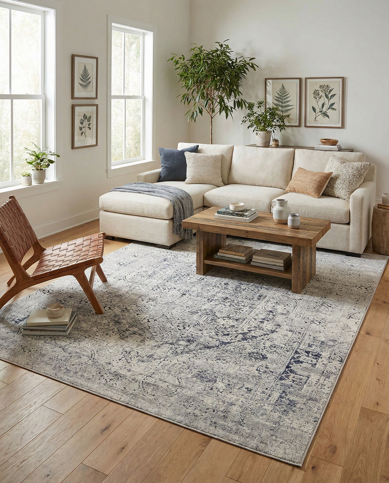 Coastal Manor Collection Area Rug -  Wavecrest Rectangle Gray  lifestyle 45
