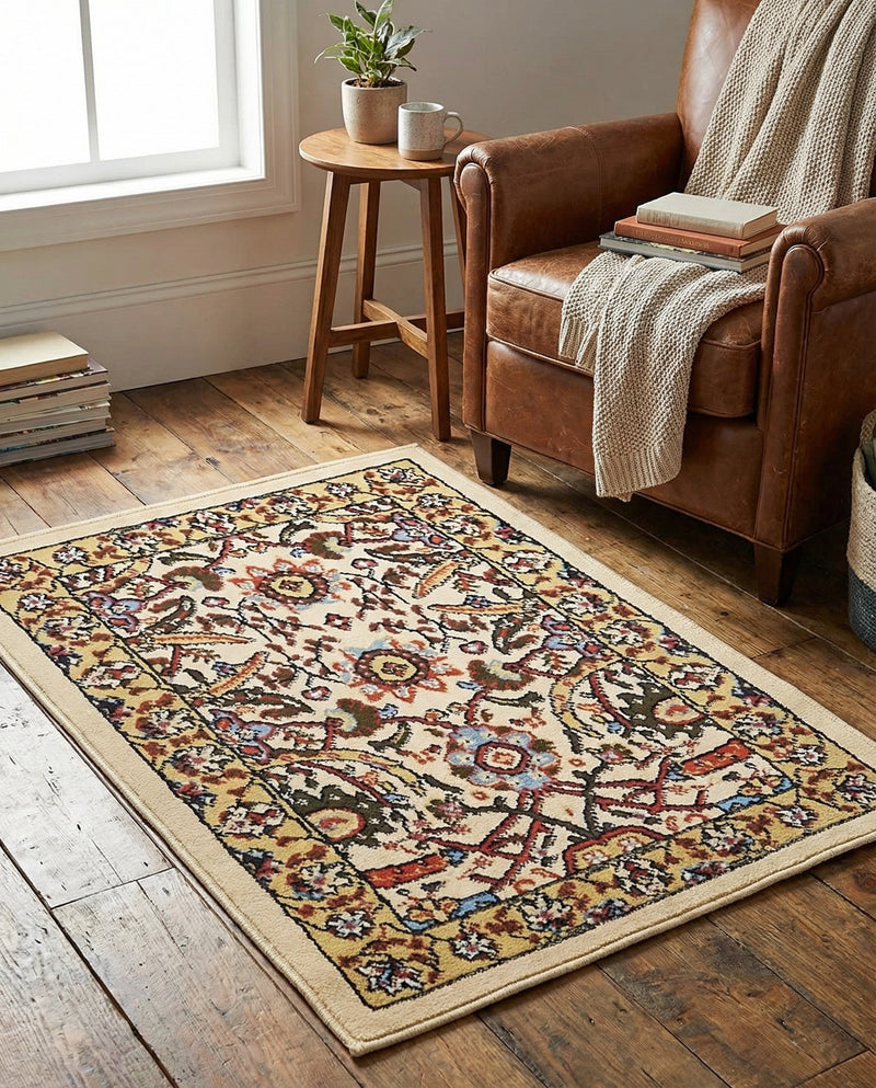 Tabriz Tapestry Collection Area Rug - Sahand (Cream) Rectangle Cream  lifestyle 17