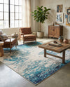 Colorburst Oasis Collection Area Rug -  Tropic Square Blue  lifestyle 48