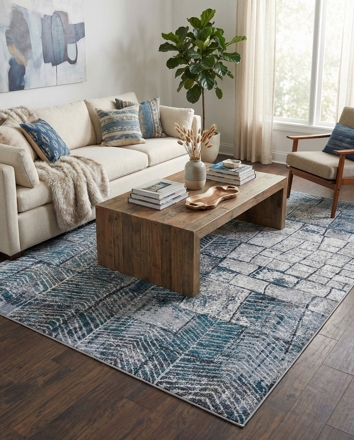 Seville Elegance Collection Area Rug - Cordoba Rectangle Gray Blue  lifestyle 16