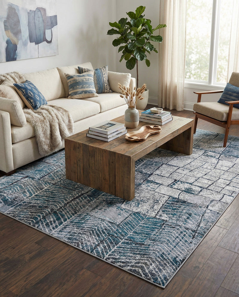 Seville Elegance Collection Area Rug - Cordoba Rectangle Gray Blue  lifestyle 16