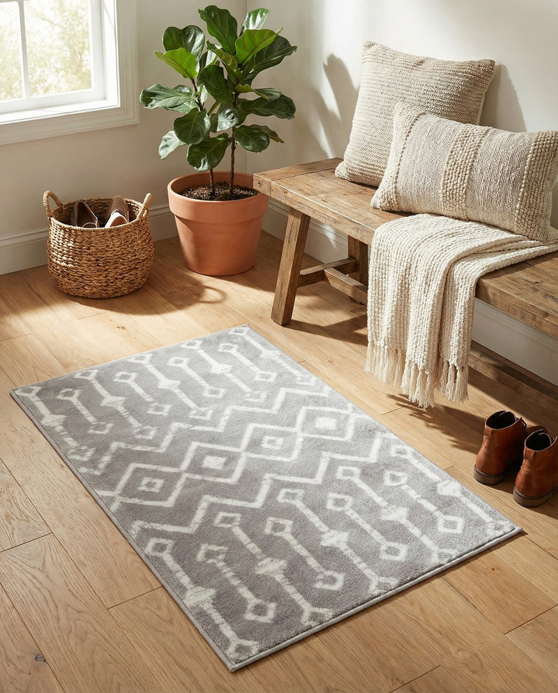 Marrakech Lattice Collection Area Rug - Medina (Light Gray) Rectangle Light Gray  lifestyle 26