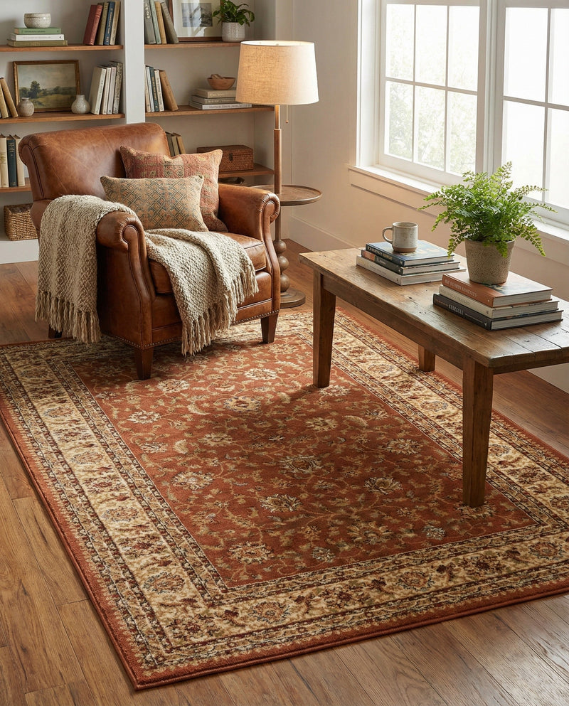 Jaipur Elegance Collection Area Rug -  Nahargarh (Brick Red Light Rose) Rectangle Brick Red Light Rose  lifestyle 3