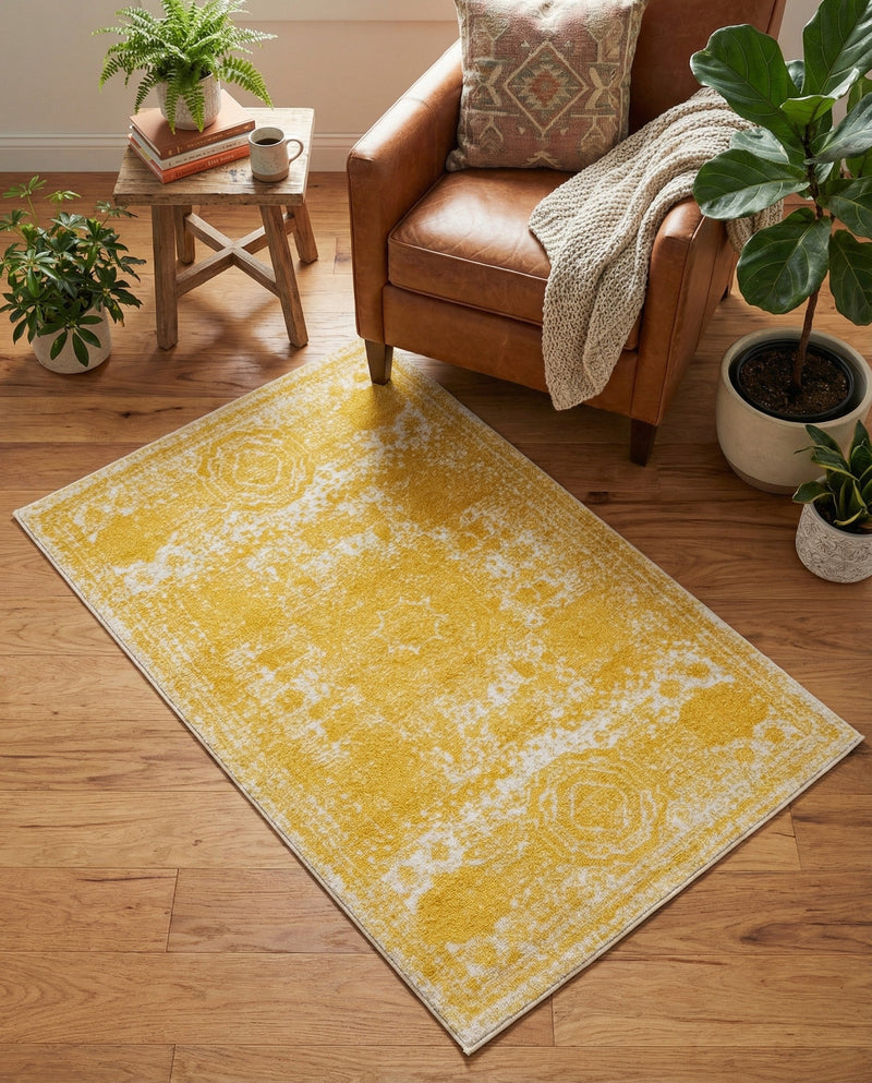 Dover Terrace Collection Area Rug -  Lagoon (Yellow) Rectangle Yellow  lifestyle 27