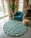 Woolen Sphere Collection Area Rug - Orbsburg (Blue) Round Blue  lifestyle 58