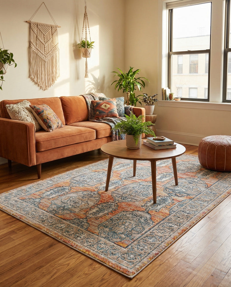 Seville Stripes Collection Area Rug -  Granada (Brick Red) Rectangle Brick Red  lifestyle 14