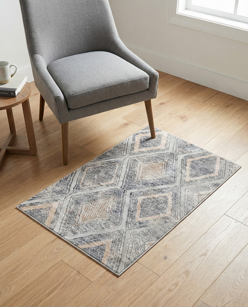 Aegean Elegance Collection Area Rug -  Rhodes Rectangle Gray Cream  lifestyle 29