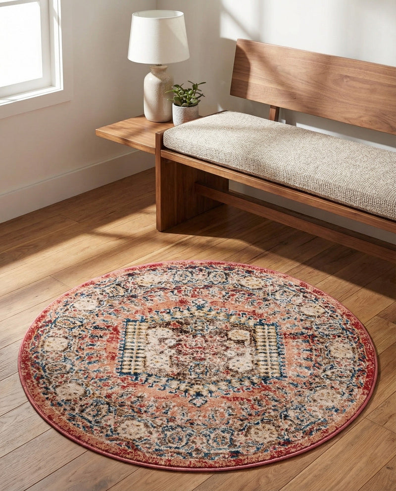 Eden Oasis Collection Area Rug -  Refuge (Terracotta) Round Terracotta  lifestyle 79