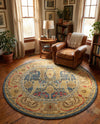 Persian Elegance Collection Area Rug -  Khorramabad Round Navy Blue  lifestyle 33