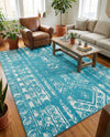 Brighton Stripes Collection Area Rug - Sussex (Turquoise) Rectangle Turquoise  lifestyle 14