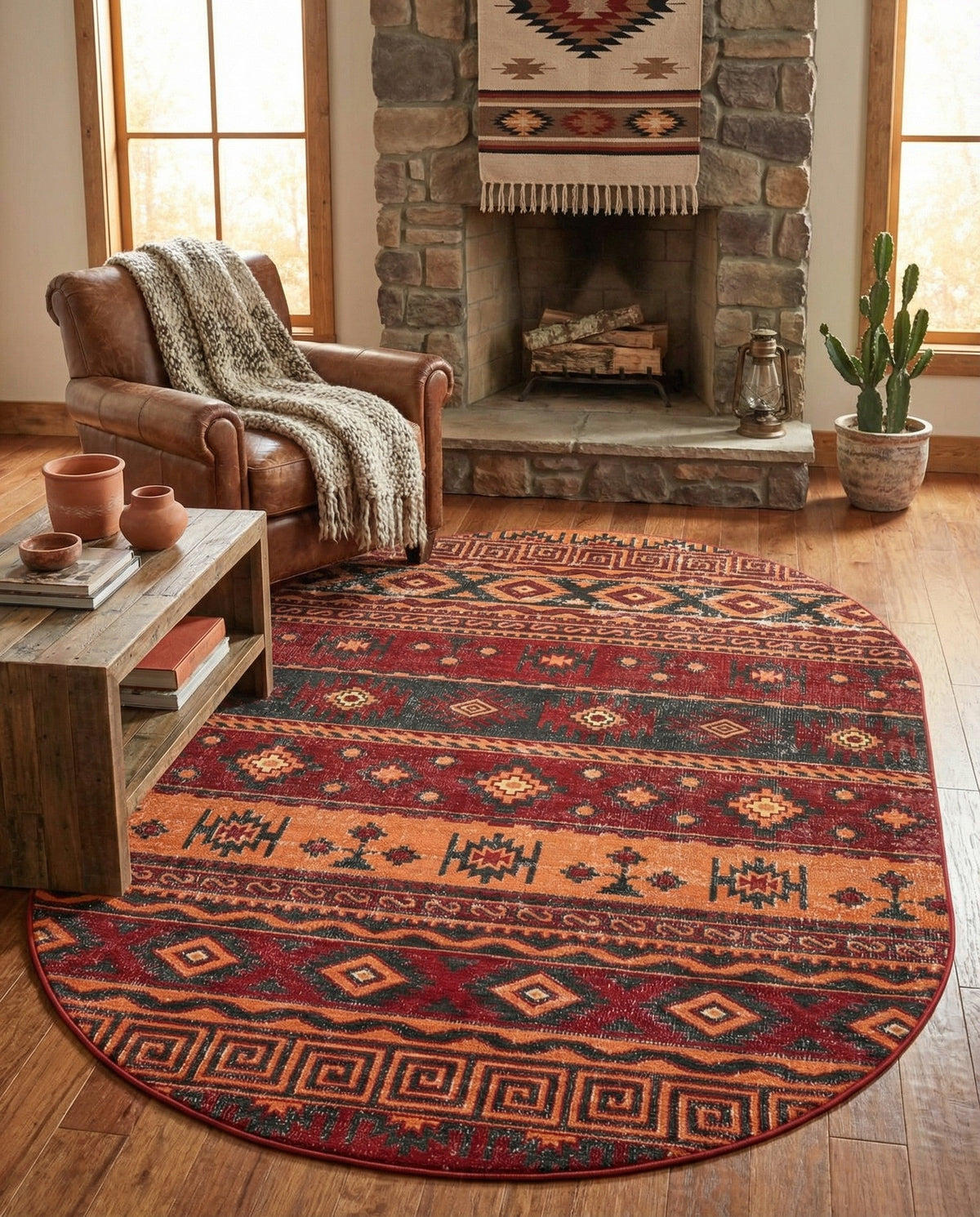 Geneva Terrace Collection Area Rug - Montreux Oval Rust Red  lifestyle 164