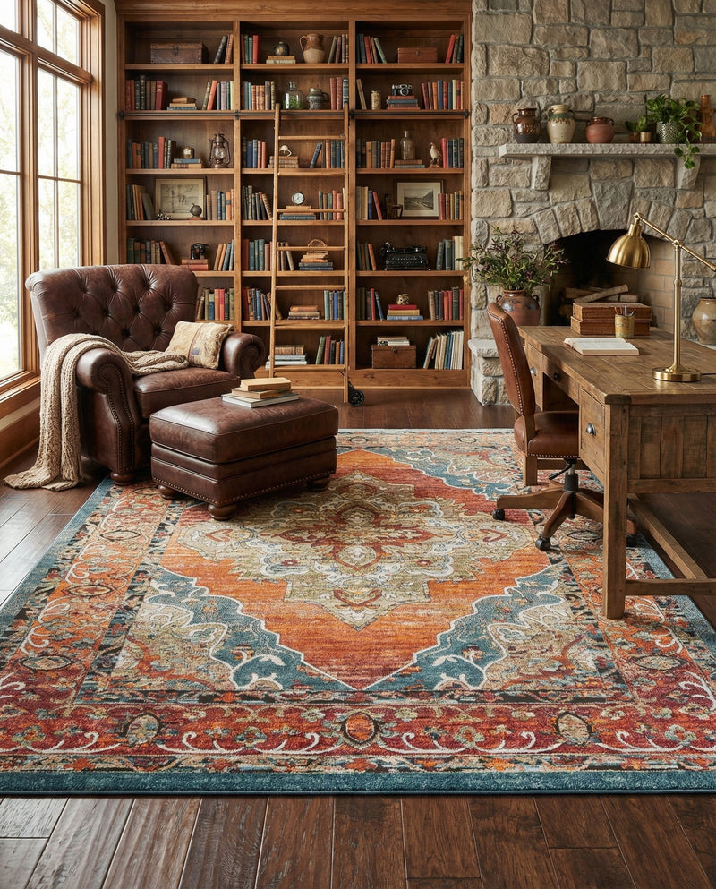 Savannah Soiree Collection Area Rug - Serengeti (Rust Red) Rectangle Rust Red  lifestyle 16