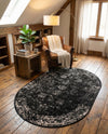 Riviera Elegance Collection Area Rug - Antibes (Black) Oval Black  lifestyle 93