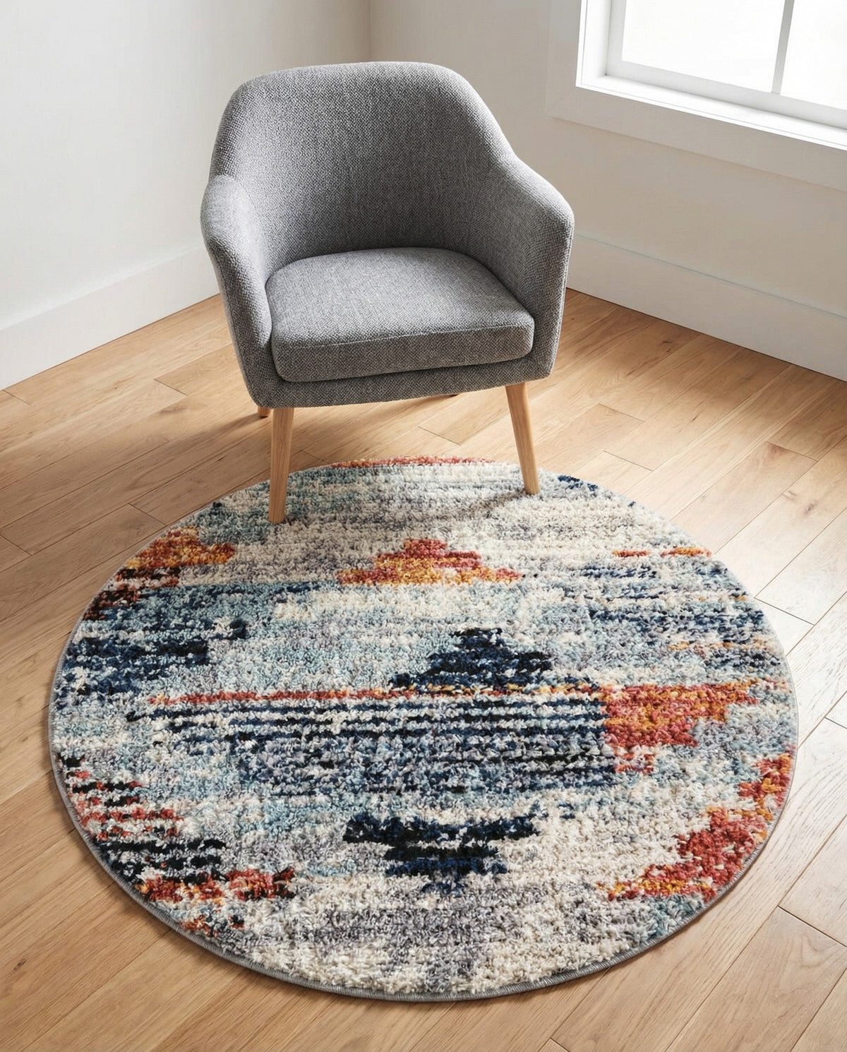 Santa Fe Trails Collection Area Rug -  Arroyo Round Multi  lifestyle 89