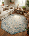 Seville Stripes Collection Area Rug - Cadiz (Light Gray) Octagon Light Gray  lifestyle 32