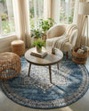 Mykonos Manor Collection Area Rug -  Tinos (Blue) Round Blue  lifestyle 60
