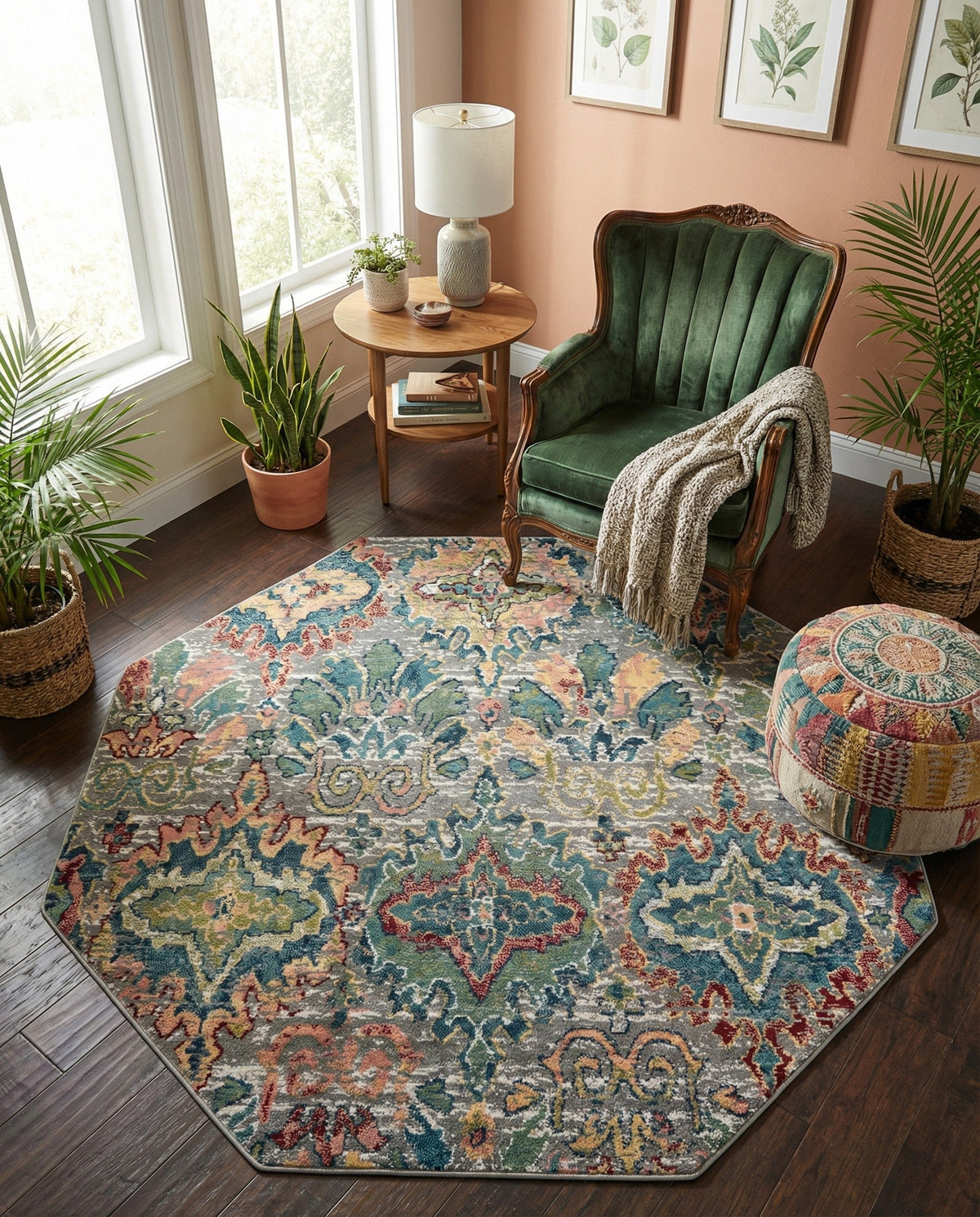 Savannah Elegance Collection Area Rug -  Forsyth Octagon Multi  lifestyle 100