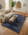 Thar Cotton Collection Area Rug - Jaisalmer (Navy Blue) Rectangle Navy Blue  lifestyle 9