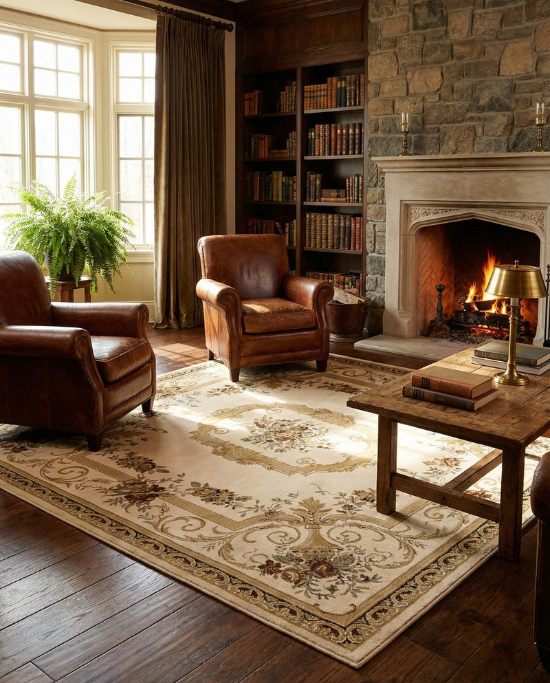 Versailles Elegance Collection Area Rug -  Louveciennes (Cream) Square Cream  lifestyle 59