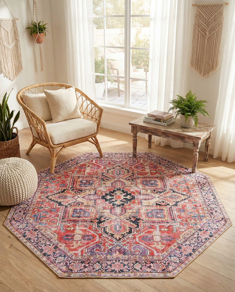 Heritage Elegance Collection Area Rug -  Alhambra Octagon Red  lifestyle 58