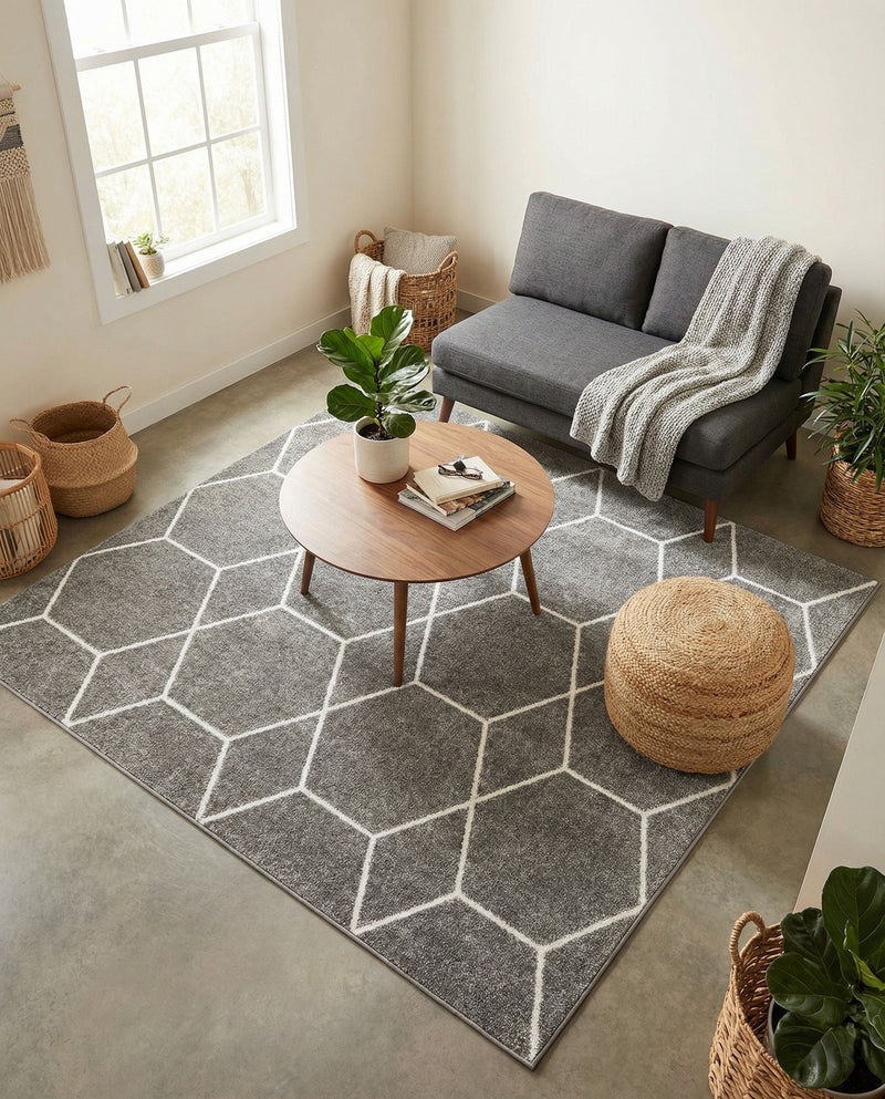 Trellis Mosaic Collection Area Rug - Arborville (Light Gray) Square Light Gray  lifestyle 72