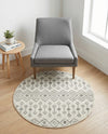 Mediterranean Lattice Collection Area Rug - Santorini (Ivory and Gray) Round Ivory and Gray  lifestyle 77
