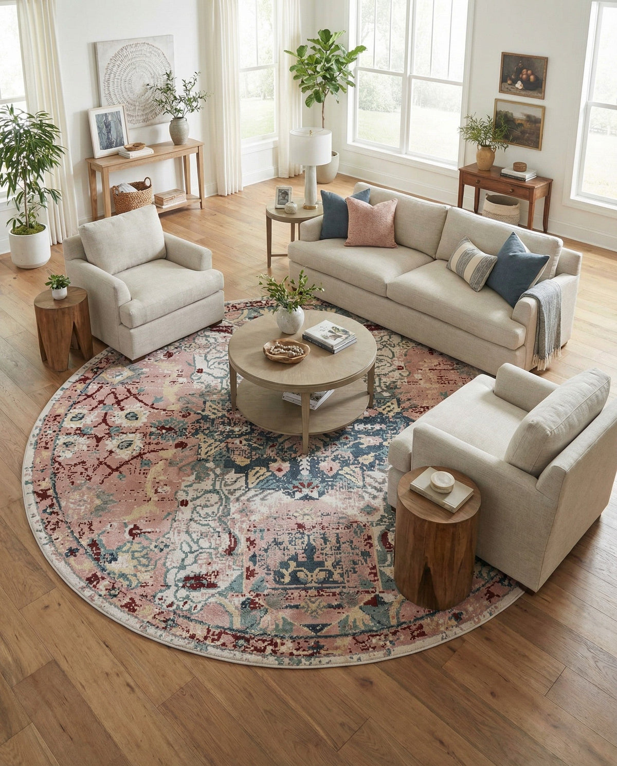 Savannah Elegance Collection Area Rug -  Azalea Round Pink  lifestyle 154