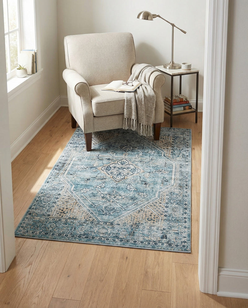 Coastal Haven Collection Area Rug -  Marina Rectangle Blue  lifestyle 60
