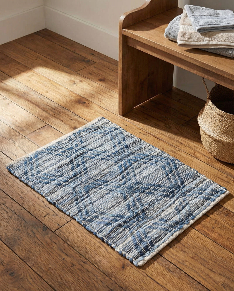 Thar Cotton Collection Area Rug - Pune Rectangle Denim blue  lifestyle 8
