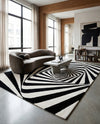 Cyclone Wool Collection Area Rug -  Twister Rectangle Black and White  lifestyle 15
