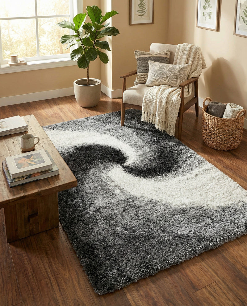 Cozy Haven Shag Collection Area Rug -  Oasis Rectangle Smoke Gray  lifestyle 34