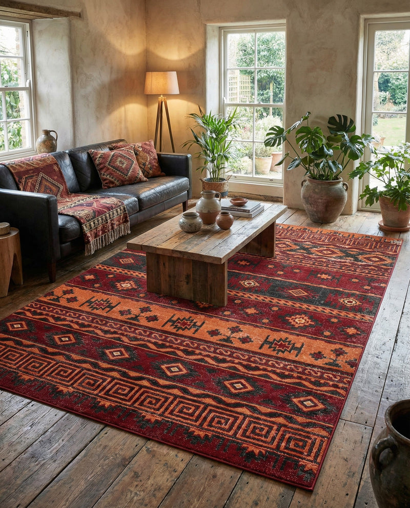 Geneva Terrace Collection Area Rug - Montreux Rectangle Rust Red  lifestyle 26
