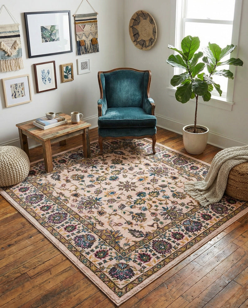 Casablanca Tapestry Collection Area Rug -  Marrakech (Ivory) Square Ivory  lifestyle 22