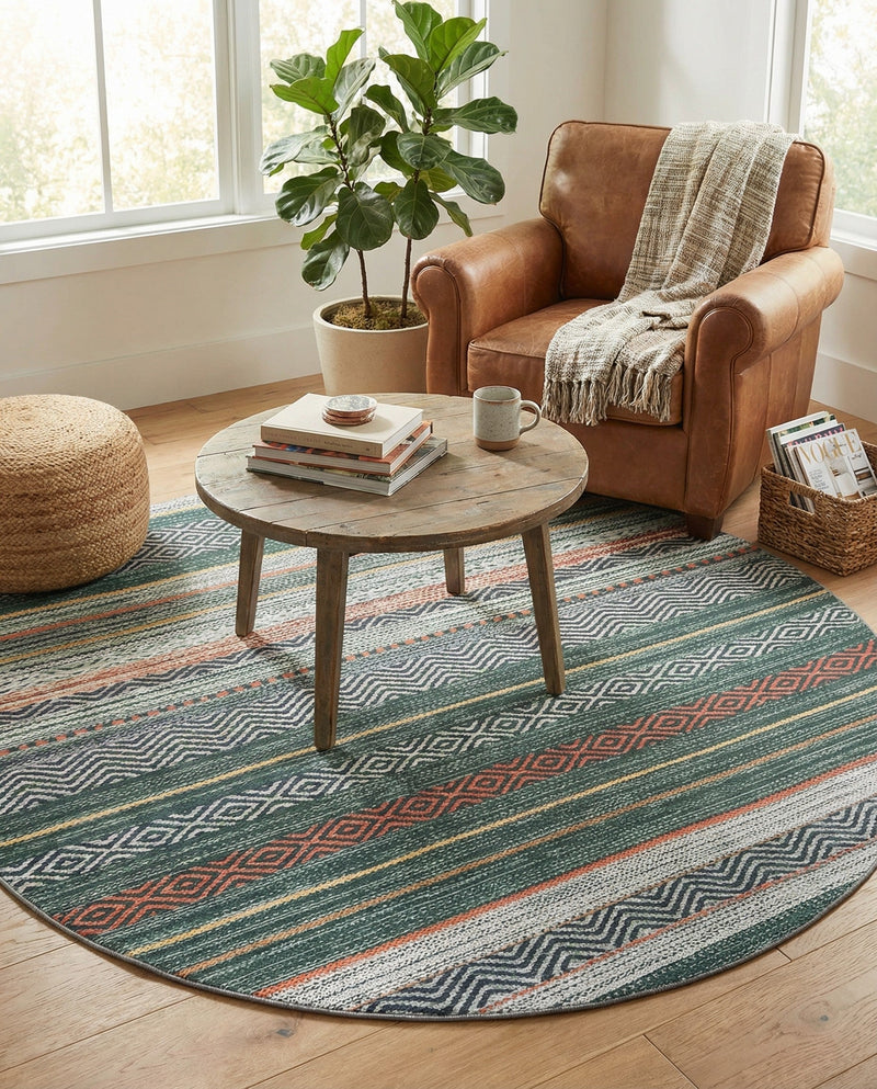 Laguna Sands Collection Area Rug -  Malibu Round Green  lifestyle 66