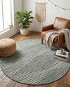 Thar Cotton Collection Area Rug - Jaisalmer (Light Gray) Round Light Gray  lifestyle 70