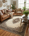Tabriz Tapestry Collection Area Rug - Azerbaijan (Ivory) Rectangle Ivory  lifestyle 10