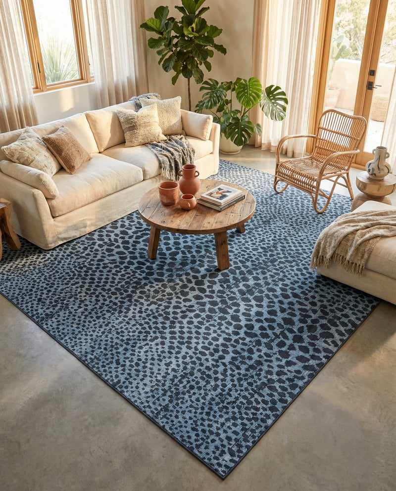 Aegean Elegance Washables Collection Area Rug -  Mykonos Rectangle Navy Blue  lifestyle 42