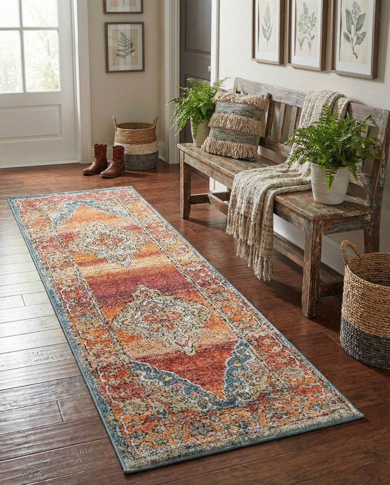 Savannah Soiree Collection Area Rug - Serengeti (Rust Red) Runner Rust Red  lifestyle 70