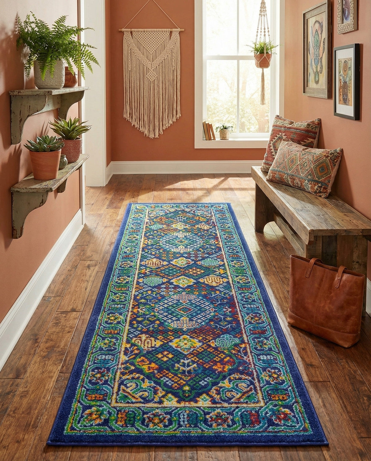 Caribbean Cove Collection Area Rug -  Mustique Runner Navy Blue  lifestyle 140