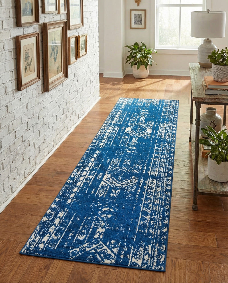 Brighton Stripes Collection Area Rug - Sussex (Navy Blue) Runner Navy Blue  lifestyle 65