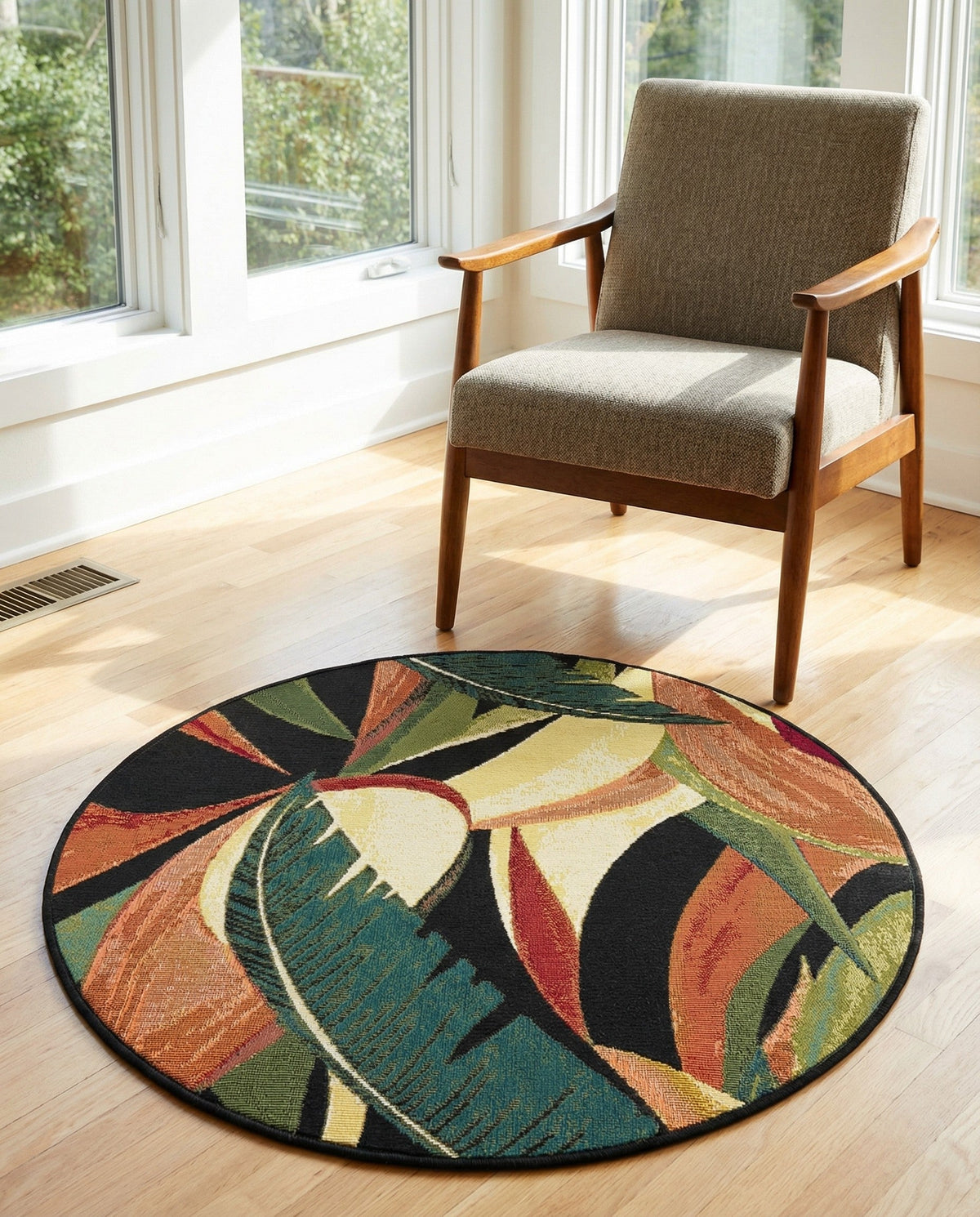 Seaside Blooms Collection Area Rug -  Tivoli Round Multi  lifestyle 114